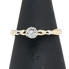 K18YG イエローゴールド Pt900 プラチナ コンビ ダイヤ0.17ct 1P リング 指輪 レディース 12号 【中古】