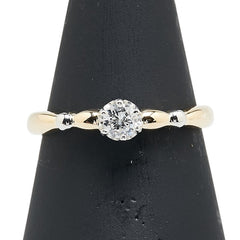 K18YG イエローゴールド Pt900 プラチナ コンビ ダイヤ0.17ct 1P リング 指輪 レディース 12号 【中古】