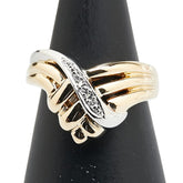 K18YG イエローゴールド Pt900 プラチナ コンビ ダイヤ0.02ct リング 指輪 レディース 9号 【中古】