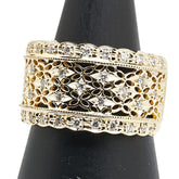 K18YG イエローゴールド ダイヤ0.33ct レース リング 指輪 レディース 11号 【中古】