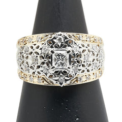 K18YG イエローゴールド Pt900 プラチナ コンビ ダイヤ0.30ct ダイヤ0.30ct リング 指輪 レディース 11.5号 【中古】