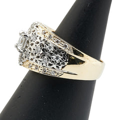 K18YG イエローゴールド Pt900 プラチナ コンビ ダイヤ0.30ct ダイヤ0.30ct リング 指輪 レディース 11.5号 【中古】