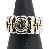 Pt900 プラチナ K18YG イエローゴールド コンビ ダイヤ1.39ct リング 指輪 メンズ 17号 【中古】