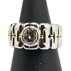 Pt900 プラチナ K18YG イエローゴールド コンビ ダイヤ1.39ct リング 指輪 メンズ 17号 【中古】