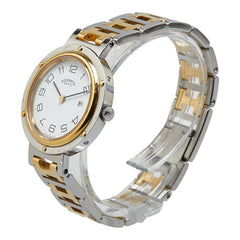 エルメス クリッパー 腕時計 クオーツ ホワイト文字盤 ステンレススチール メッキ レディース HERMES 【中古】