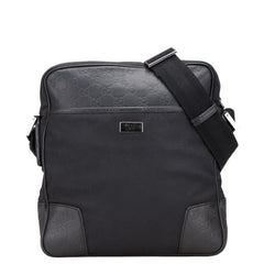 グッチ グッチシマ ショルダーバッグ クロスボディバッグ 162783 ブラック ナイロン レザー メンズ GUCCI 【中古】