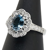 Pt900 プラチナ アクアマリン0.95ct ダイヤ0.75ct リング 指輪 レディース 13号 【中古】