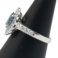 Pt900 プラチナ アクアマリン0.95ct ダイヤ0.75ct リング 指輪 レディース 13号 【中古】