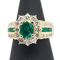 K18YG イエローゴールド エメラルド1.10ct ダイヤ1.21ct リング 指輪 レディース 11.5号 【中古】