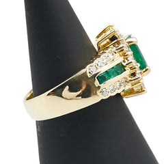K18YG イエローゴールド エメラルド1.10ct ダイヤ1.21ct リング 指輪 レディース 11.5号 【中古】