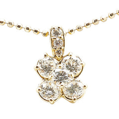 K18YG イエローゴールド ダイヤ1.00ct クローバー 四つ葉 モチーフ ペンダントネックレス レディース 【中古】