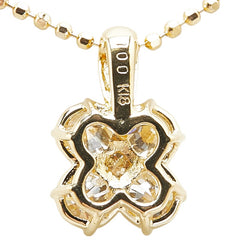 K18YG イエローゴールド ダイヤ1.00ct クローバー 四つ葉 モチーフ ペンダントネックレス レディース 【中古】