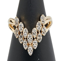 K18YG イエローゴールド ダイヤ0.50ct V字 リング 指輪 レディース 12.5号 【中古】