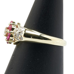 K18YG イエローゴールド ルビー0.70ct ダイヤ0.40ct フラワー モチーフ リング 指輪 レディース 13.5号 【中古】