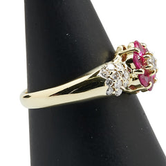 K18YG イエローゴールド ルビー0.70ct ダイヤ0.40ct フラワー モチーフ リング 指輪 レディース 13.5号 【中古】