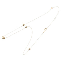 K18YG イエローゴールド ハート モチーフ ステーション ペンダントネックレス レディース 【中古】