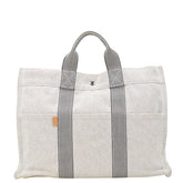 エルメス ニューフールトゥ トートMM トートバッグ グレー キャンバス レディース HERMES 【中古】