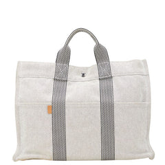 エルメス ニューフールトゥ トートMM トートバッグ グレー キャンバス レディース HERMES 【中古】