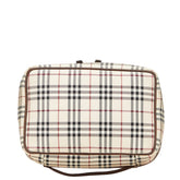 バーバリー ノバチェック ハンドバッグ 化粧ポーチ ベージュ マルチカラー キャンバス レザー レディース BURBERRY 【中古】