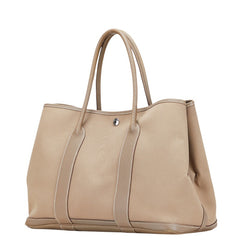 エルメス ガーデンパーティーPM ハンドバッグ トートバッグ エトゥープ ブラウン トワルオフィシエ レザー レディース HERMES 【中古】
