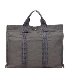 エルメス エールライン トートMM トートバッグ グレー キャンバス レディース HERMES 【中古】