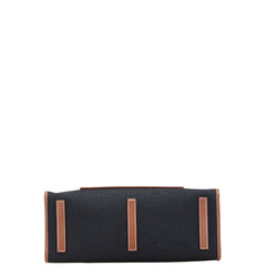 バーバリー フレヤ トートバッグ ブラック ブラウン キャンバス レザー レディース BURBERRY 【中古】