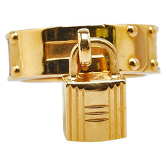 エルメス ケリー カデナ モチーフ スカーフリング ゴールド レッド メッキ リザード レディース HERMES 【中古】