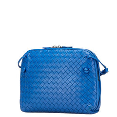 ボッテガヴェネタ イントレチャート 斜め掛け ショルダーバッグ ブルー レザー レディース BOTTEGAVENETA 【中古】