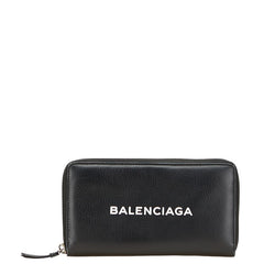 バレンシアガ エブリデイ 長財布 ラウンドファスナー ブラック レザー レディース BALENCIAGA 【中古】