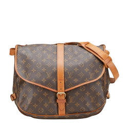 ルイ ヴィトン モノグラム ソミュール35 ショルダーバッグ M42254 ブラウン PVC レザー レディース LOUIS VUITTON 【中古】