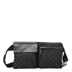 グッチ GGキャンバス ウエストバッグ ボディバッグ 28566 ブラック キャンバス レザー レディース GUCCI 【中古】