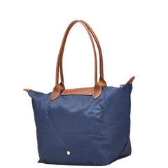 ロンシャン ル プリアージュ ハンドバッグ トートバッグ ネイビー ブラウン ナイロン レザー レディース Longchamp 【中古】