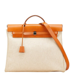 エルメス エールバッグMM トートバッグ ショルダーバッグ ベージュ ブラウン トワルアッシュ レザー レディース HERMES 【中古】