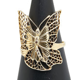 K18YG イエローゴールド ダイヤ0.05ct 蝶 バタフライ モチーフ リング 指輪 レディース 18.5号 【中古】