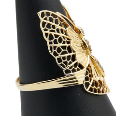 K18YG イエローゴールド ダイヤ0.05ct 蝶 バタフライ モチーフ リング 指輪 レディース 18.5号 【中古】