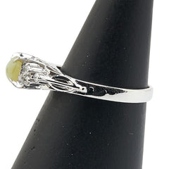 Pt900 プラチナ キャッツアイ0.56 ダイヤ0.12ct リング 指輪 レディース 11.5号 【中古】