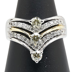 K18WG ホワイトゴールド K18YG イエローゴールド ダイヤ1.00ct リング 指輪 レディース 17号 【中古】