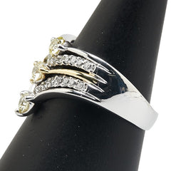 K18WG ホワイトゴールド K18YG イエローゴールド ダイヤ1.00ct リング 指輪 レディース 17号 【中古】