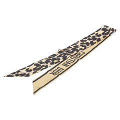 ディオール ミッツァ レオパード スカーフ ブラウン ブラック シルク レディース Dior 【中古】