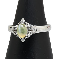 Pt900 プラチナ キャッツアイ0.85ct ダイヤ0.16ct リング 指輪 レディース 10.5号 【中古】