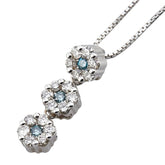 K18WG ホワイトゴールド ダイヤ0.60ct フラワー 花 モチーフ 3連 ペンダントネックレス レディース 【中古】