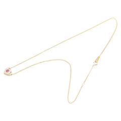 K18YG イエローゴールド ルビー ダイヤ ハート モチーフ ペンダントネックレス レディース 【中古】