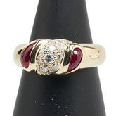 K18YG イエローゴールド ルビー0.78ct ダイヤ0.35ct パヴェ リング 指輪 レディース 12.5号 【中古】