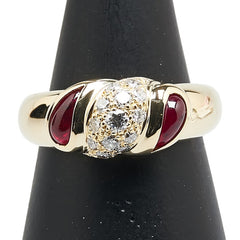 K18YG イエローゴールド ルビー0.78ct ダイヤ0.35ct パヴェ リング 指輪 レディース 12.5号 【中古】