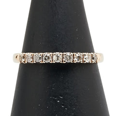 K14PG ピンクゴールド ダイヤ0.20ct 一文字 リング 指輪 レディース 12号 【中古】