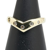 K18YG イエローゴールド ダイヤ0.10ct V字 リング 指輪 レディース 12号 【中古】