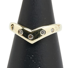 K18YG イエローゴールド ダイヤ0.10ct V字 リング 指輪 レディース 12号 【中古】