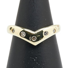 K18YG イエローゴールド ダイヤ0.10ct V字 リング 指輪 レディース 12号 【中古】