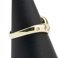 K18YG イエローゴールド ダイヤ0.10ct V字 リング 指輪 レディース 12号 【中古】