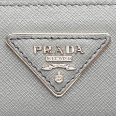 プラダ 三角ロゴプレート ハンドバッグ ショルダーバッグ 2WAY グレー サフィアーノレザー レディース PRADA 【中古】